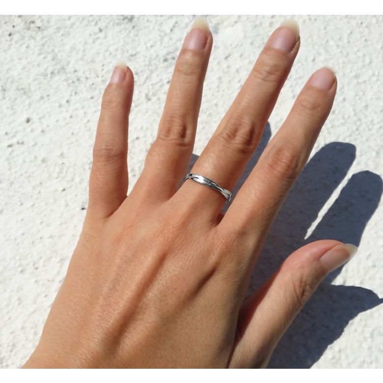 Alliance 2 anneaux. Alliance Femme. Platine et Diamant - 2