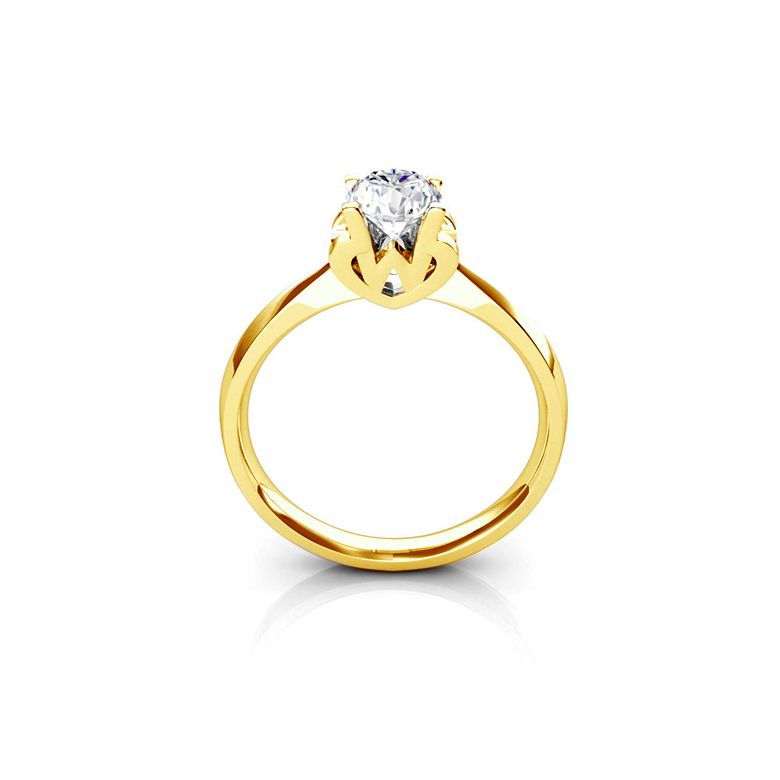 Bague prénom - Lettre W - Diamant, Or jaune | Gemperles - 1