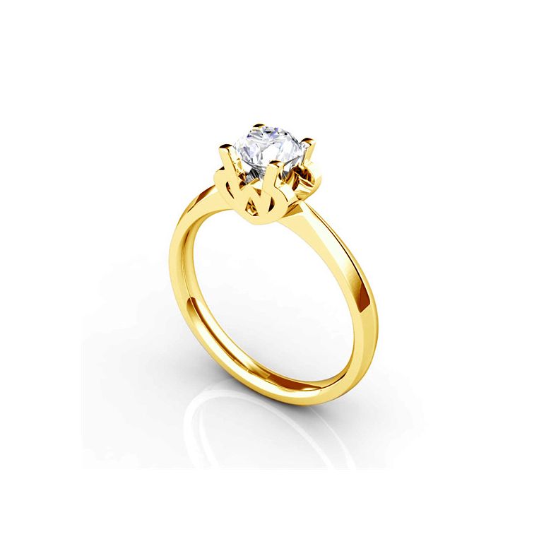 Bague prénom - Lettre W - Diamant, Or jaune | Gemperles - 3